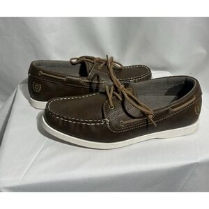 Chaps Men's Benny Boat  Shoe Casual Dock Comfort Foam Lace Up Dark Brown Size 10